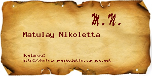 Matulay Nikoletta névjegykártya