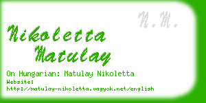 nikoletta matulay business card